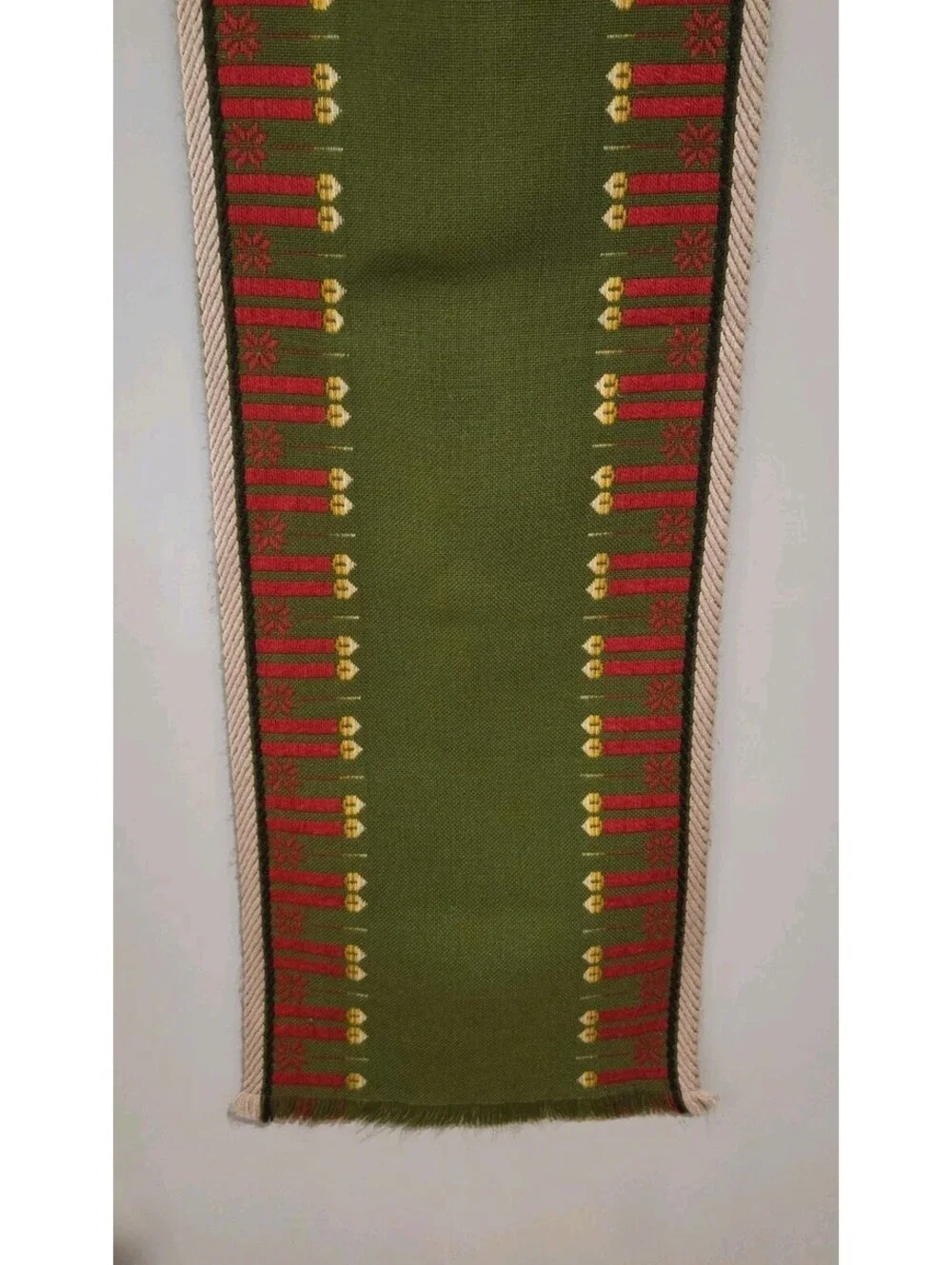Areda 40 × 130 Green Red Yellow Candle Table Runner Vintage 60s 70s  Christmas